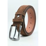 Parscraft Hakiki Süet Deri Kahverengi Erkek Kemer 3,5 Cm Orijinal Klasik Kumaş Pantolon Kemeri