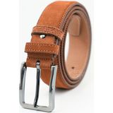 Parscraft Hakiki Süet Deri Taba Erkek Kemer 3,5 cm Orijinal Klasik Kumaş Pantolon Kemeri - 110 cm