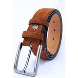 Parscraft Hakiki Süet Deri Taba Erkek Kemer 3,5 cm Orijinal Klasik Kumaş Pantolon Kemeri - 135 cm