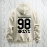 Parshey 98 Brooklyn Baskılı Kapüşonlu Sweatshirt Hoodie Yünlü Kalın Kumaş 3 Iplik Şardonlu - Bej - XL