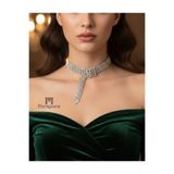 Parspera Gümüş Kaplama Choker Şık Taşlı Kolye Kemer veya Bileklik ( KUTULU ) Abiye Düğün Nişan Kına Davet