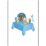 PartAntalya Bluey Karakterli 8 Kişilik Doğum Günü Seti Bluey Tabak Bardak Popcorn Box Masa Örtü Çatal