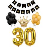 Parti Adresi 30 Yaş Balon Seti Siyah Altın Doğum Günü Parti Seti