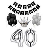 Parti Adresi 40 Yaş Balon Seti Siyah Gümüş Doğum Günü Parti Seti