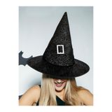 Parti Adresi Cadılar Bayramı Simli Cadı Şapkası Halloween Parti Kostüm Aksesuarı Siyah