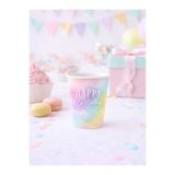 Parti Adresi Happy Birthday Temalı Bardak Makaron Doğum Günü Karton Bardağı 8'li