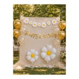 Parti Adresi Papatya Konsept Doğum Günü Süsleme Seti Gold Happy Birthday Yazılı