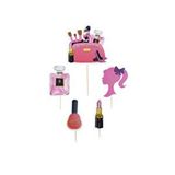 Parti Adresi Pink Star Temalı Süslü Kürdan İyi Ki Doğdun Pasta Süsü Cupcake Kürdanı 5'li Çok Renkli