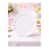 Parti Adresi Plastik Tabak Doğum Günü Parti Tabağı Beyaz 21 cm 25'li