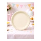 Parti Adresi Plastik Tabak Doğum Günü Parti Tabağı Krem 21 cm 25'li