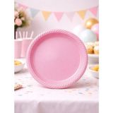 Parti Adresi Plastik Tabak Doğum Günü Parti Tabağı Pembe 21 cm 25'li - Kırmızı