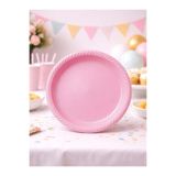 Parti Adresi Plastik Tabak Doğum Günü Parti Tabağı Pembe 21 cm 25'li