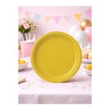 Parti Adresi Plastik Tabak Doğum Günü Parti Tabağı Sarı 21 cm 25'li