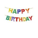 Parti Adresi Renkli Lego Temalı Happy Birthday Yazı Banner Doğum Günü Parti Süsü Çok Renkli