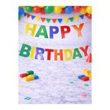 Parti Adresi Renkli Renkli Blok Desenli Happy Birthday Yazı Banner Doğum Günü Parti Süsü
