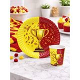 Parti Adresi Sarı Kırmızı Taraftar Kupa Temalı Karton Tabak Bardak Set 8'li Çok Renkli
