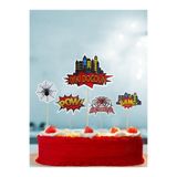 Parti Adresi Spiderman Temalı Kürdan Figürlü Cupcake Kürdanı Pasta Süsü 5'li