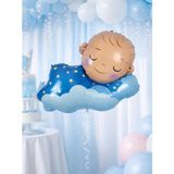 Parti Adresi Uyuyan Erkek Bebek Folyo Balon – Cinsiyet Partisi & Baby Shower Süsü 98 cm - Açık Bej