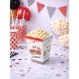 Parti Adresi Yarış Arabaları Temalı Karton Mısır Kutusu – Doğum Günü Popcorn Kutusu 8'li - 00 Beyaz - 1 Adet