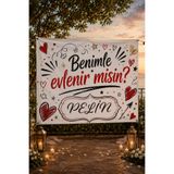 parti afiş Kişiye Özel Evlilik Teklifi Pankartı – Benimle Evlenir Misin Branda Afiş, Vinil Baskı 06