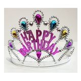 Parti Aksesuar Gümüş Renk Happy Birthday Yazılı Doğum Günü Tacı 60 cm