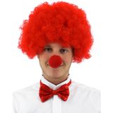 Parti Aksesuar Kırmızı Renk Kıvırcık Afro Bonus Peruk Takma Saç Kırmızı Burun Seti MKTB-SMRBONUS-BURUN-4