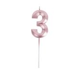 PARTİ AŞKI 3 Yaş Rose Gold Renk Rakam Mum - Doğum Günü Pasta Mumu - Cupcake Mumu