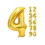 PARTİ AŞKI Gold Renkli Rakam Folyo Balon 80 Cm & 32 Inç Doğum Günü 4 Yaş Rakam Balonu
