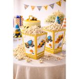 PARTİ AŞKI İnşaat Temalı Mısır Kutusu - 8 Adet Popcorn Kutusu 8*11,5 Cm
