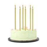 PARTİ AŞKI Metalik Gold Doğum Günü Pasta Mumu 6 Adet 15 Cm Uzunluğunda İnce Cupcake Mumları Parti Dekorasyon