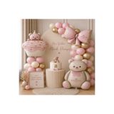 PARTİ AŞKI Pembe Fiyonk Kız Çocuk Sevimli Ayıcık Balon Seti -Hastane Odası &Baby Shower & Cinsiyet Partisi& Doğum Günü