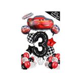 Parti Avm Siyah Rakam Balonlu Şimşek Mcqueen Balon Seti Arabalar (Cars) Konfetili Şeffaf Balon - Yeşil