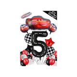 Parti Avm Siyah Rakam Balonlu Şimşek Mcqueen Balon Seti Arabalar (Cars) Konfetili Şeffaf Balon
