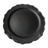 Parti Davet Piknik Doğum Günü Sert Plastik Mika Tabak - Siyah - 18 Cm. - 6'Lı Paket