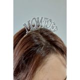 Parti dolabı 1 Adet Gümüş Mom To Be Taşlı Metal Taç Baby Shower Işıltılı Parti Taçı
