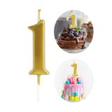 Parti dolabı 1 Yaş Gold Rakam Mum, Parlak Altın Rengi Doğum Günü Mumu Sarı Yaldızlı Pasta Mumu