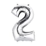 Parti dolabı 100 Cm Gümüş Büyük Folyo 2 Rakam Balon 40inc