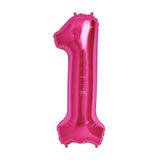 Parti dolabı 100 cm Pembe 1 Rakam Folyo Balonu, Sayı Büyük Boy Helyumla Uçan
