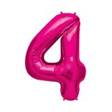 Parti dolabı 100 cm Pembe 4 Rakam Folyo Balonu, Sayı Büyük Boy Helyumla Uçan
