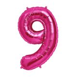 Parti dolabı 100 cm Pembe 9 Rakam Folyo Balonu, Sayı Büyük Boy Helyumla Uçan