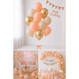 Parti dolabı 11li Balon (5 Somon Makaron + 3 Kum Rengi + 3 Gold Krom Altın Rengi Balon)
