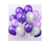 Parti dolabı 12li Metalik 4 Mor, 4 Lila, 4 Gümüş Gri Parlak Sedefli Balon Buketi Helyumla Uçan