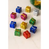 Parti dolabı 12’li Renkli Mini Hediye Paketi Yılbaşı Çam Ağacı Süsü Seti Parlak Asılabilir Küçük Noel Dekoru