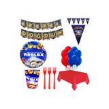 Parti dolabı 16 Kişilik Yazı Ve Flamalı Roblox Doğum Günü Parti Malzemeleri Süsleri Seti