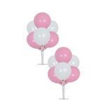 Parti dolabı 2 Adet 7'li Balon Standı Ve 14 Adet Pembe - Beyaz Metalik Balon Set 1 Yaş Doğum Günü