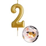 Parti dolabı 2 Yaş Gold Rakam Mum, Parlak Altın Rengi Doğum Günü Mumu Sarı Yaldızlı Pasta Mumu