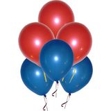 Parti Dolabı 25 Adet Metalik (Lacivert-Kırmızı) Karışık Balon Helyumla Uçan