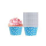 Parti dolabı 25'li Açık Mavi Renkli Puantiyeli Kağıt Muffin Kek Ve Sufle Kapsülü Cupcake Pişirme Kalıbı Kağıdı