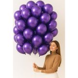 Parti dolabı 25li Mor Balon Metalik Parlak 12inc 30cm