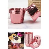 Parti dolabı 25'li Rose Gold Metalik Muffin Kek Ve Sufle Kapsülü Parlak Bakır Renk Cupcake Pişirme Kağıdı